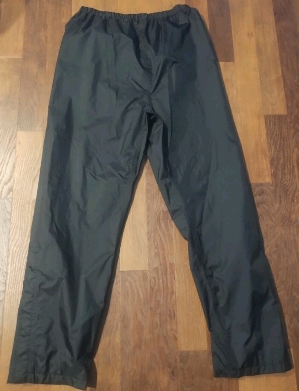 Stearns Dry Wear Pants Mens LARGE Black Rain Mesh Lined Snap Outdoor Waterproof